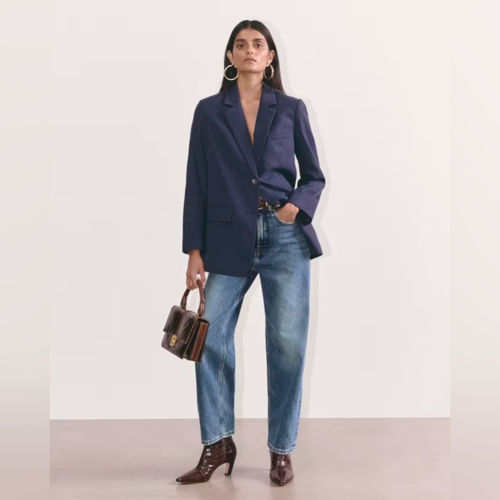 Everlane The Way High Jean Straight Leg in Mid Indigo Blue Size 29 Regular